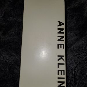 Anne Klein silver sparkling slides